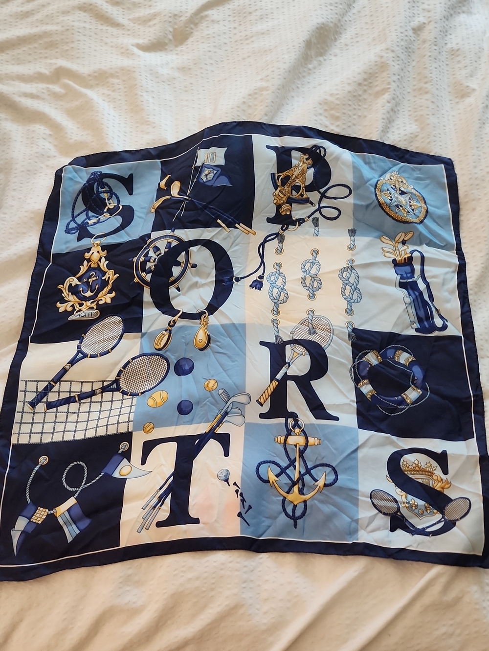 Yacht Navy & Light Blue Nautical Silk Scarf